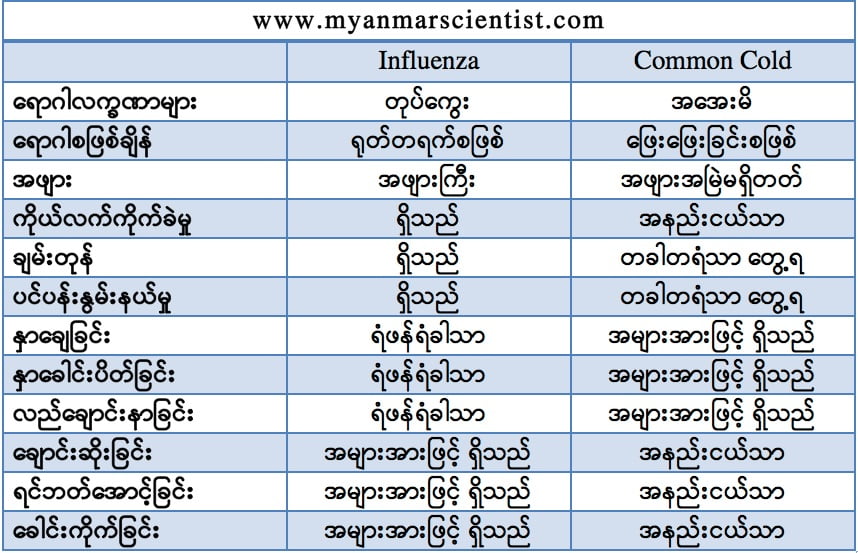 တုပ်ကွေးနဲ့ အအေးမိတာ ဘယ်လိုခွဲမလဲ